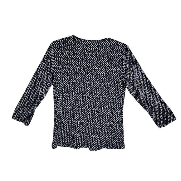 41 Hawthorn Women's Size Small Long Sleeve V-Neck Blue Geo Pattern Shirt Top - Picture 4 of 8